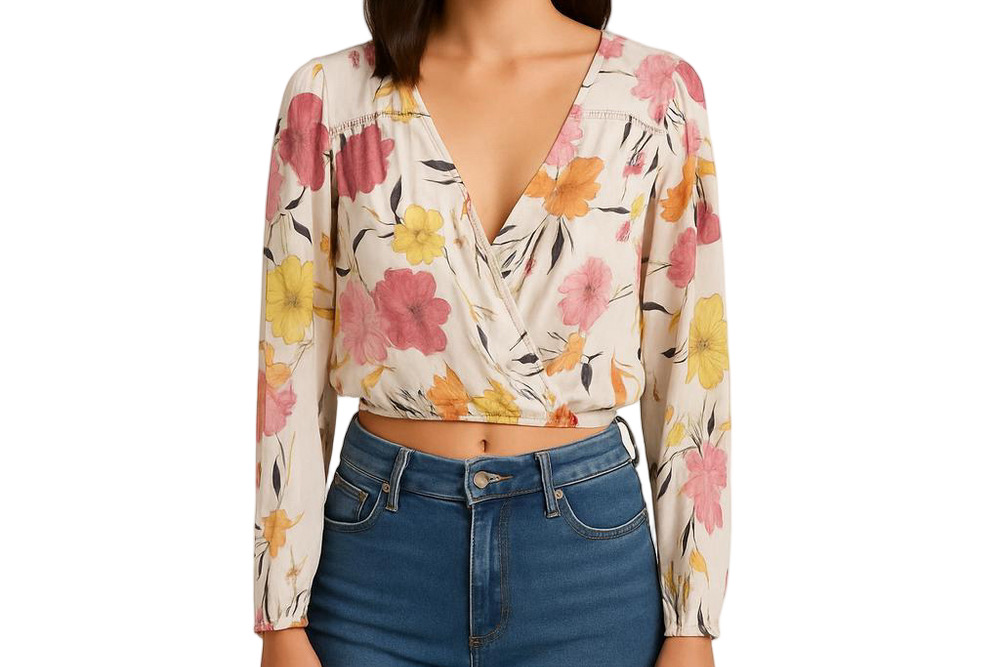 Guess Floral Cropped Top Blouse Size Small Shirt